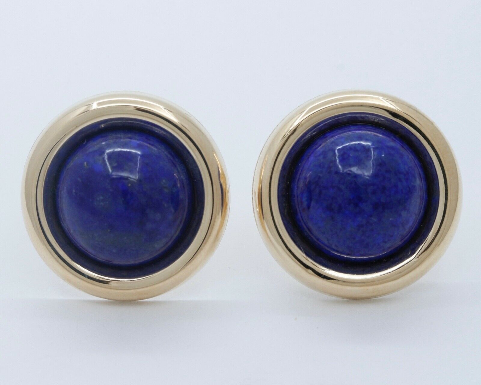 Vintage Lapis Lazuli 14K Yellow Gold French Clip Earrings