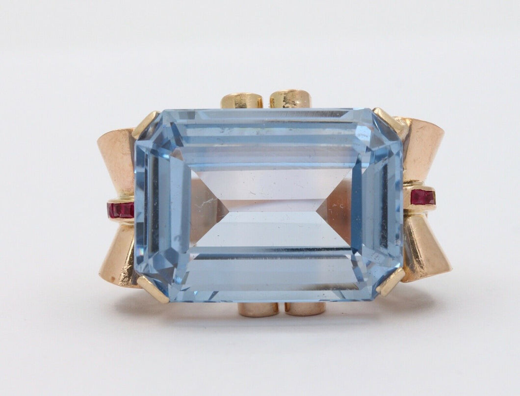 Large Retro Vintage Synthetic Spinel Statement Ring