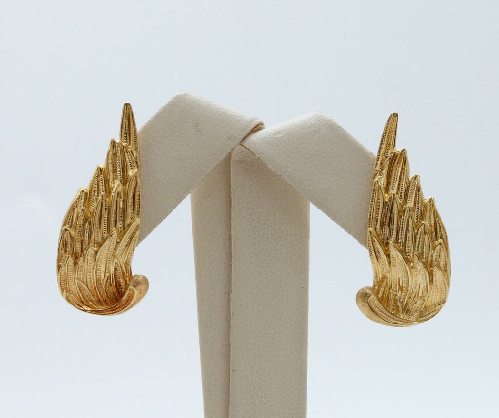 Vintage Buccellati Wing Earrings 18K Yellow Gold