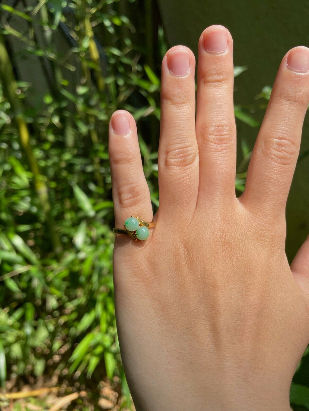 Vintage Jade 18K Yellow Gold Bypass Ring