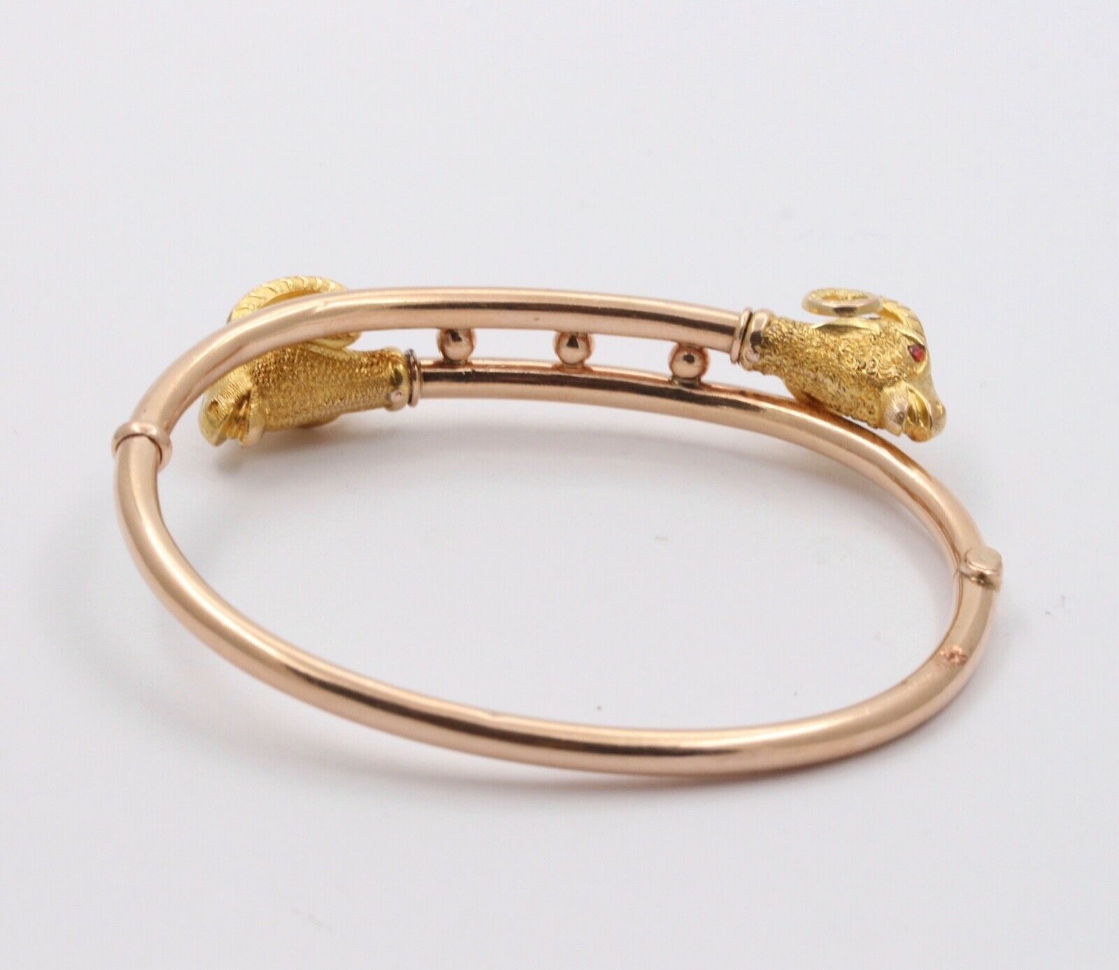 Vintage 14K Yellow Gold Ram's Head Bangle