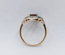 Load image into Gallery viewer, Antique 14K/10K Yellow &amp; White Gold Pink Tourmaline Diamond Ring
