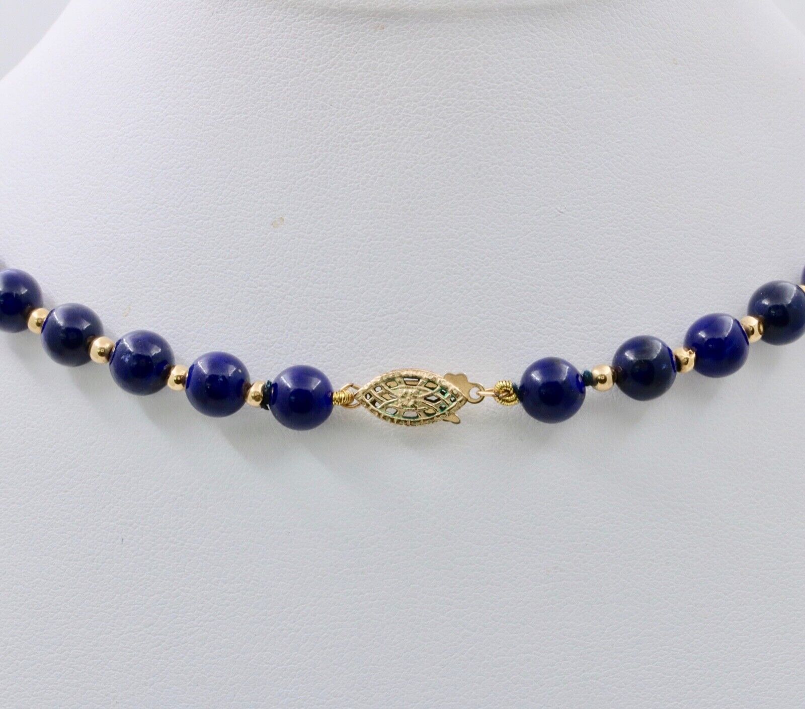Vintage Lapis Lazuli 14K Yellow Gold Necklace