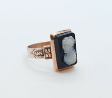 Load image into Gallery viewer, Victorian Onyx Cameo 9K Rose Gold Ring
