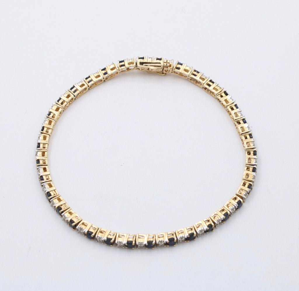 VIntage 14K Yellow Gold Sapphire and Diamond Tennis bracelet
