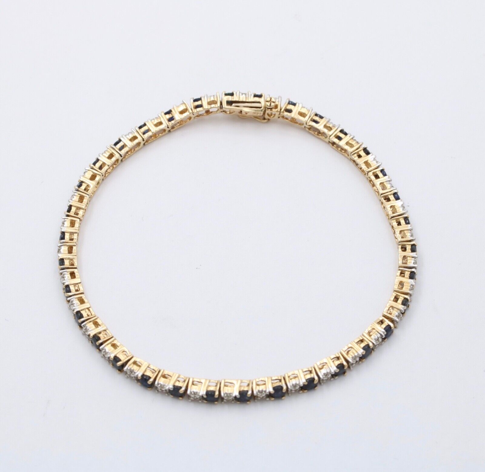 VIntage 14K Yellow Gold Sapphire and Diamond Tennis bracelet