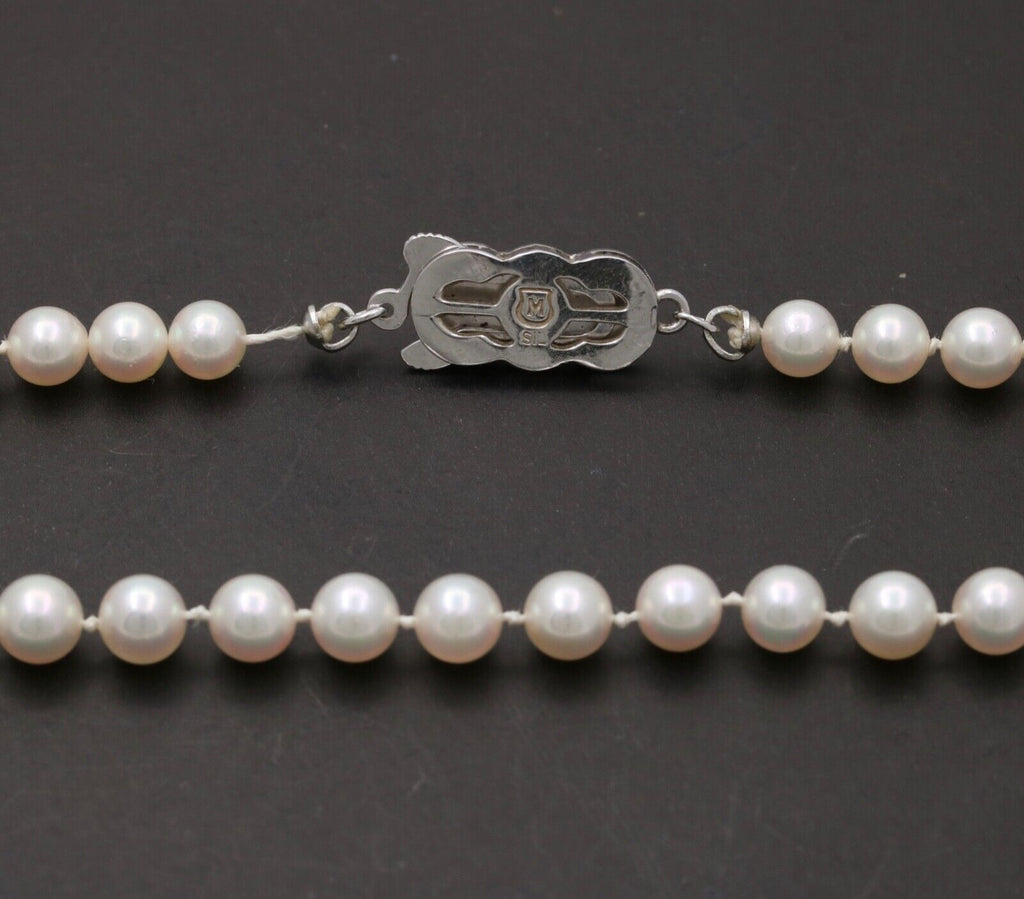 Classic Mikimoto Sterling Silver Cultured Pearl Necklace, June Birthstone.