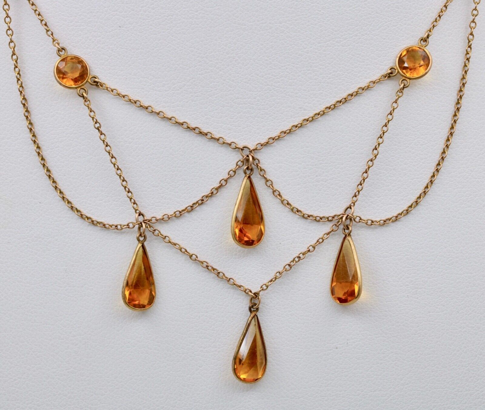 Vintage Festoon Chandelier Citrine Gold Filled Necklace