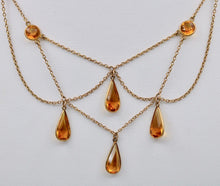 Load image into Gallery viewer, Vintage Festoon Chandelier Citrine Gold Filled Necklace
