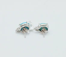 Load image into Gallery viewer, Ladies 18K White Gold Turquoise Diamonds Earrings
