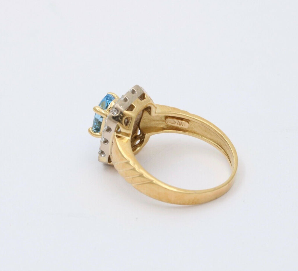 Topaz Diamonds 18K Yellow White Gold Halo Ring
