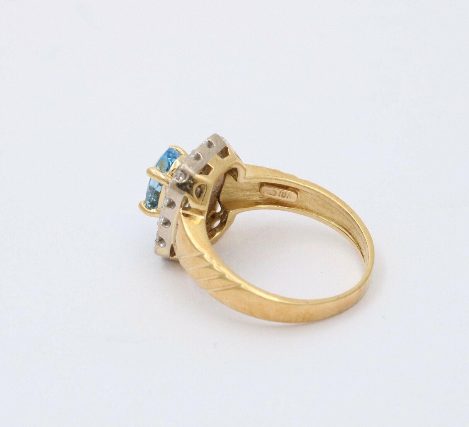 Topaz Diamonds 18K Yellow White Gold Halo Ring