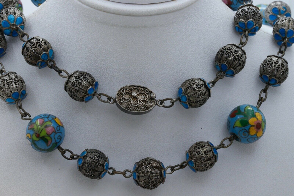 Cosine Inlaid Bead 925 Filagree Necklace