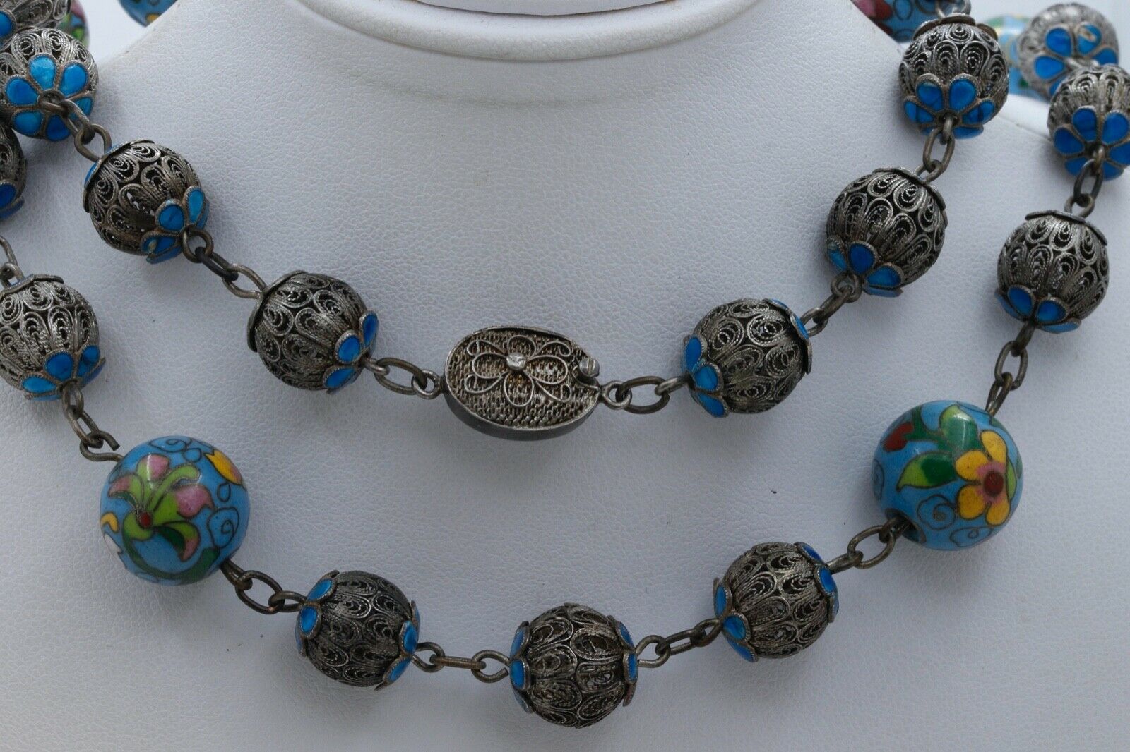 Cosine Inlaid Bead 925 Filagree Necklace