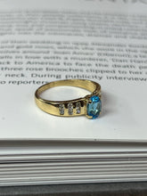 Load image into Gallery viewer, Vintage 14K Yellow Gold Blue Topaz &amp; Diamond Ring, Engagement Ring
