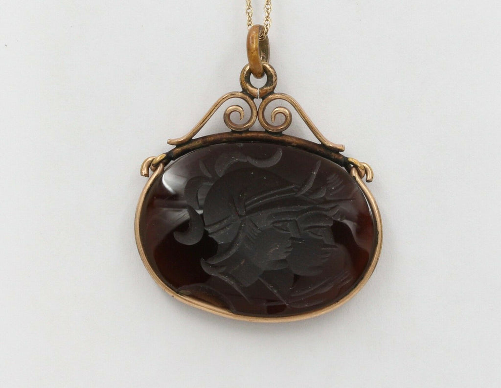 Vintage Gold Filled Intaglio Agate Pendent