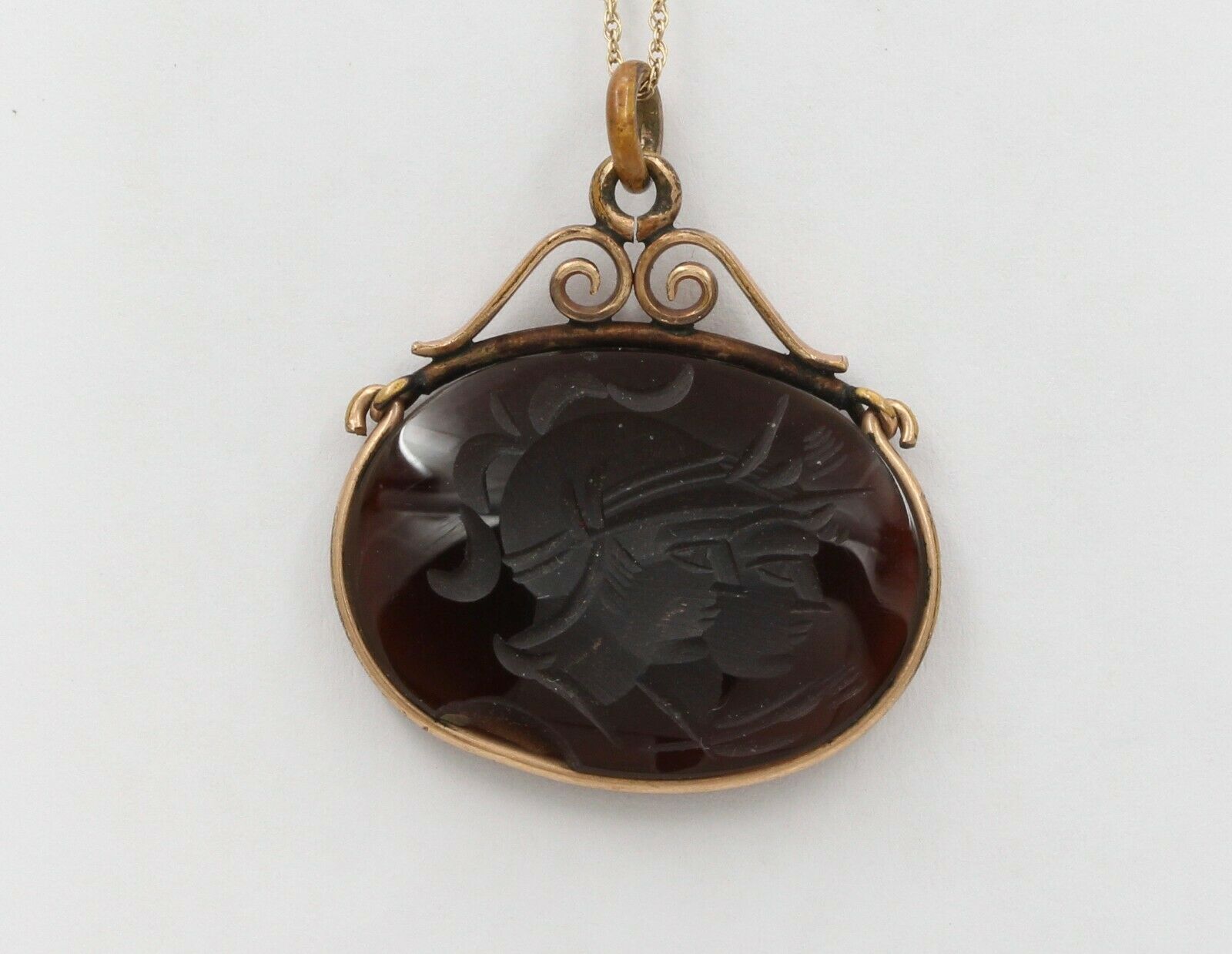 Vintage Gold Filled Intaglio Agate Pendent