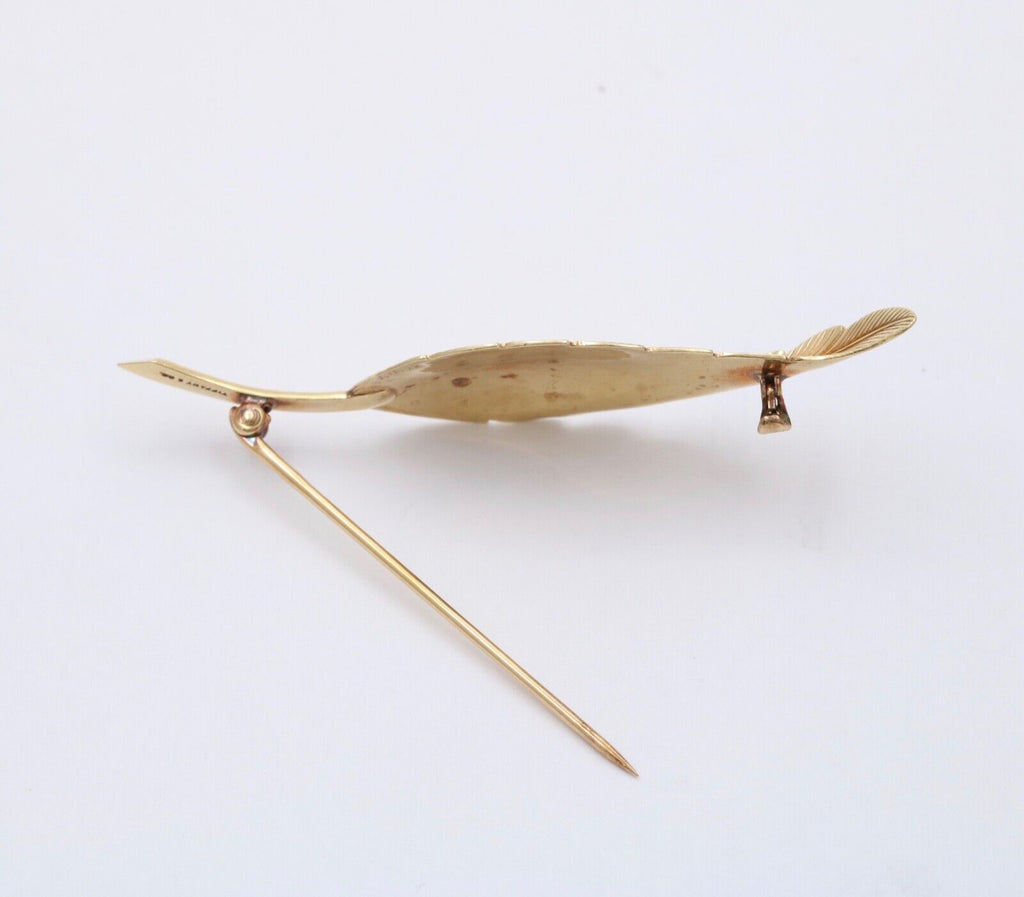 Tiffany & Co 14K Yellow Gold Feather Brooch, Pin.