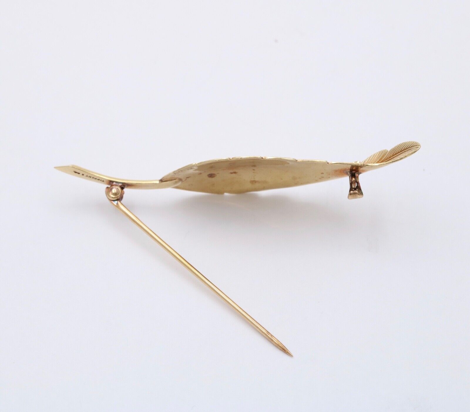 Tiffany & Co 14K Yellow Gold Feather Brooch, Pin.