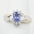 Vintage 14K White Gold Cornflower Blue Sapphire & Diamond Ring