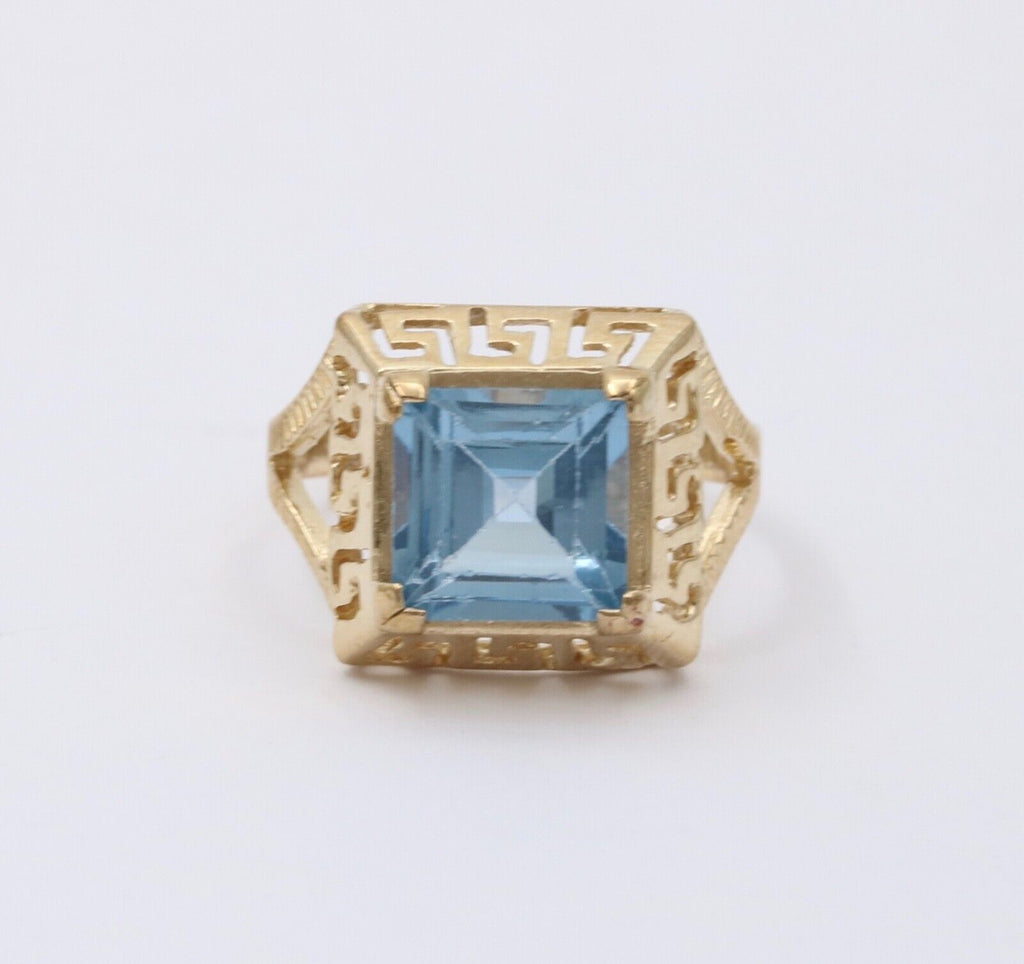 Vintage 10K Yellow Gold Greek Key Solitaire Ring