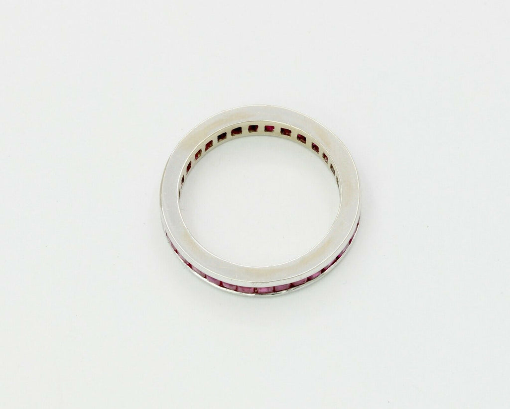 Vintage 14K White Gold Ruby Eternity Band