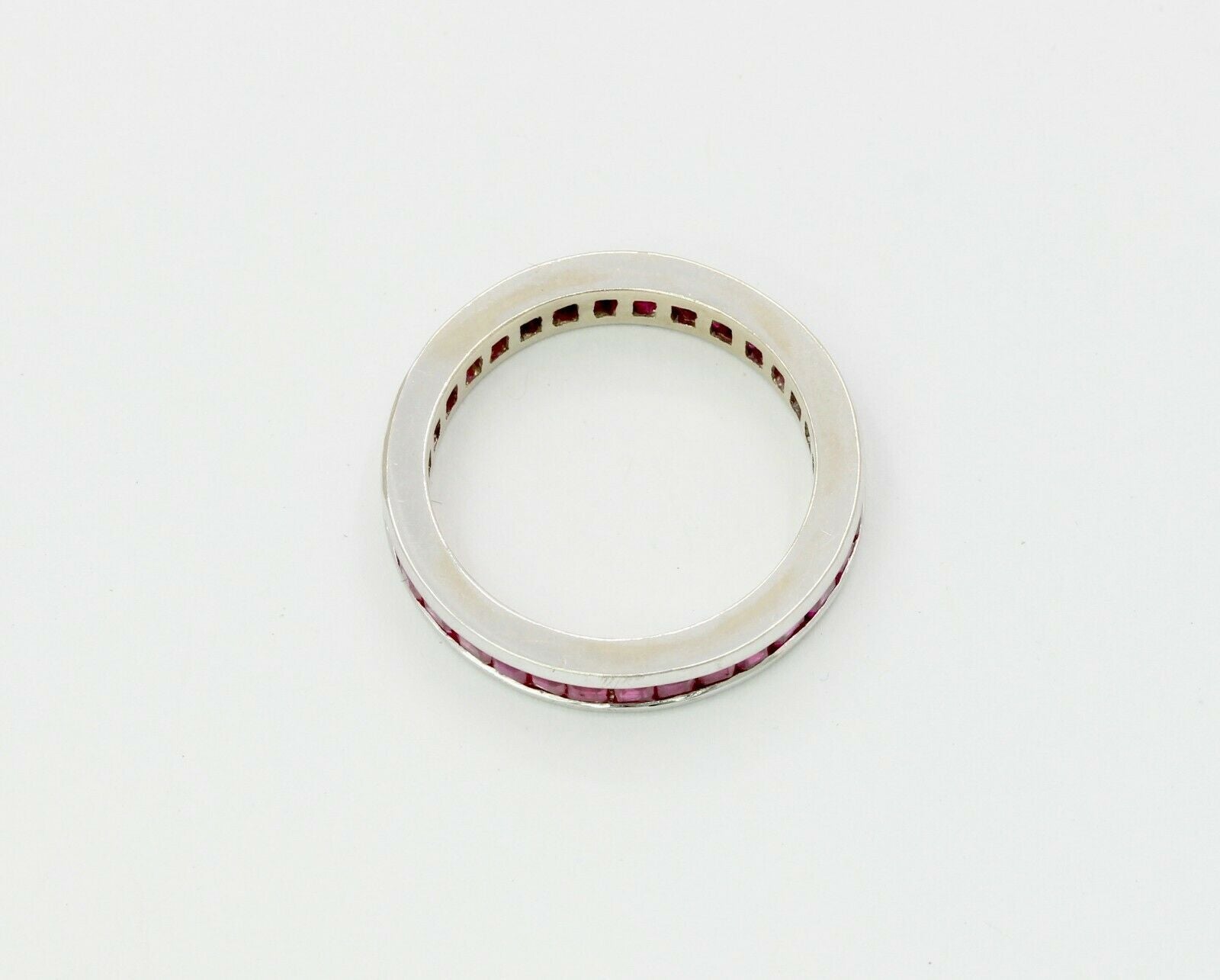 Vintage 14K White Gold Ruby Eternity Band