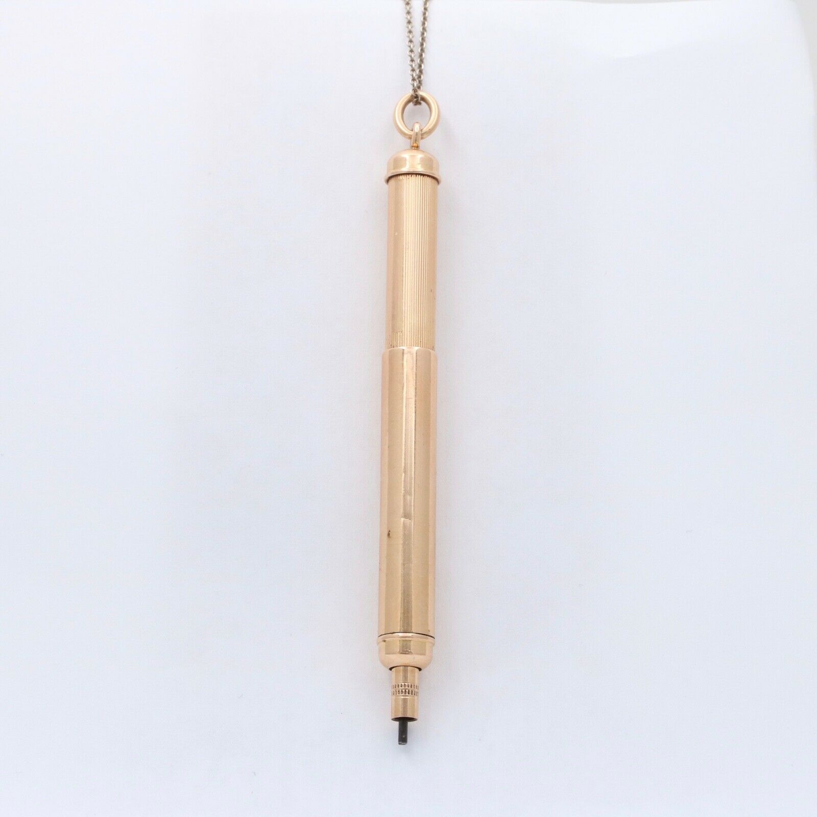 Vintage 18K Yellow Gold Mechanical Telescopic Pencil Pendant