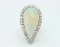 Vintage 18K Yellow White Gold Giant Opal Diamond Statement Ring