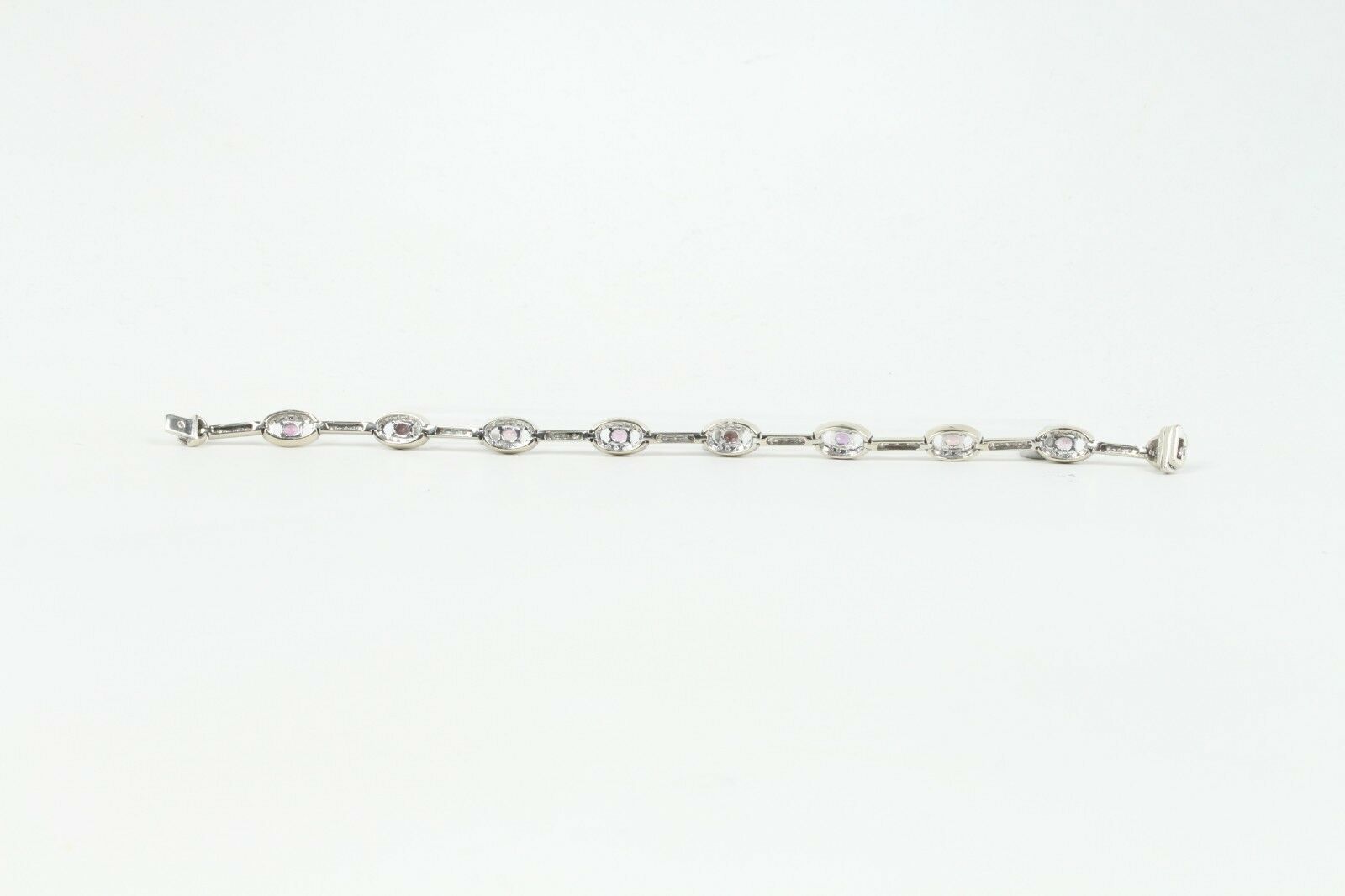 Vintage 18K White Gold Pink Sapphire Diamond Bracelet