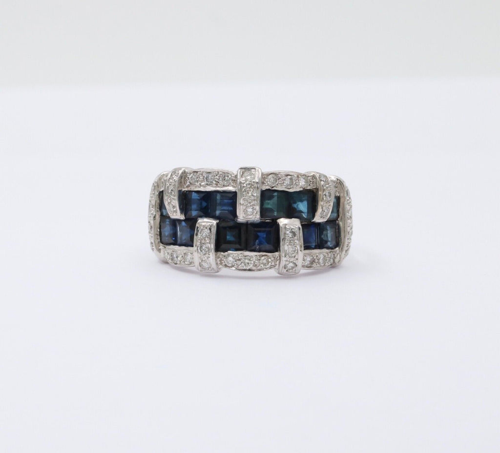 Vintage 18K White Gold Sapphire & Diamond Ring