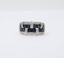 Load image into Gallery viewer, Vintage 18K White Gold Sapphire &amp; Diamond Ring
