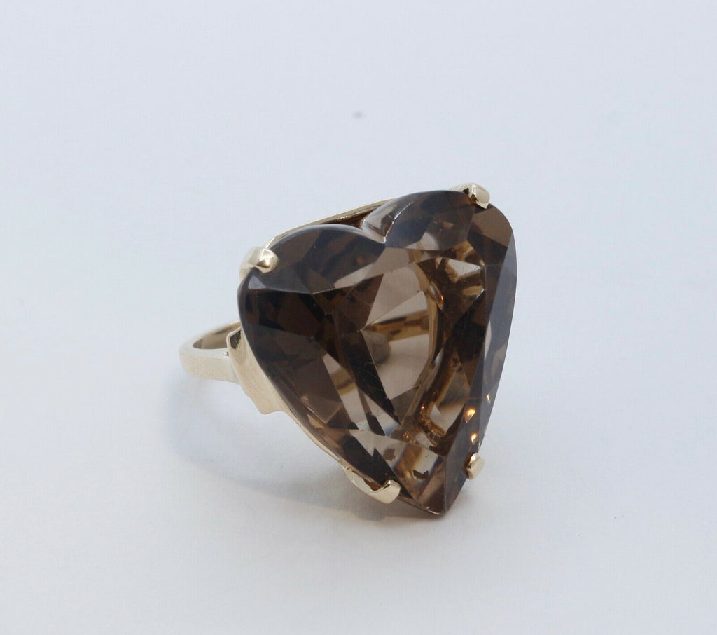 Vintage Heart Cut Smoky Topaz 14K Yellow Gold Ring