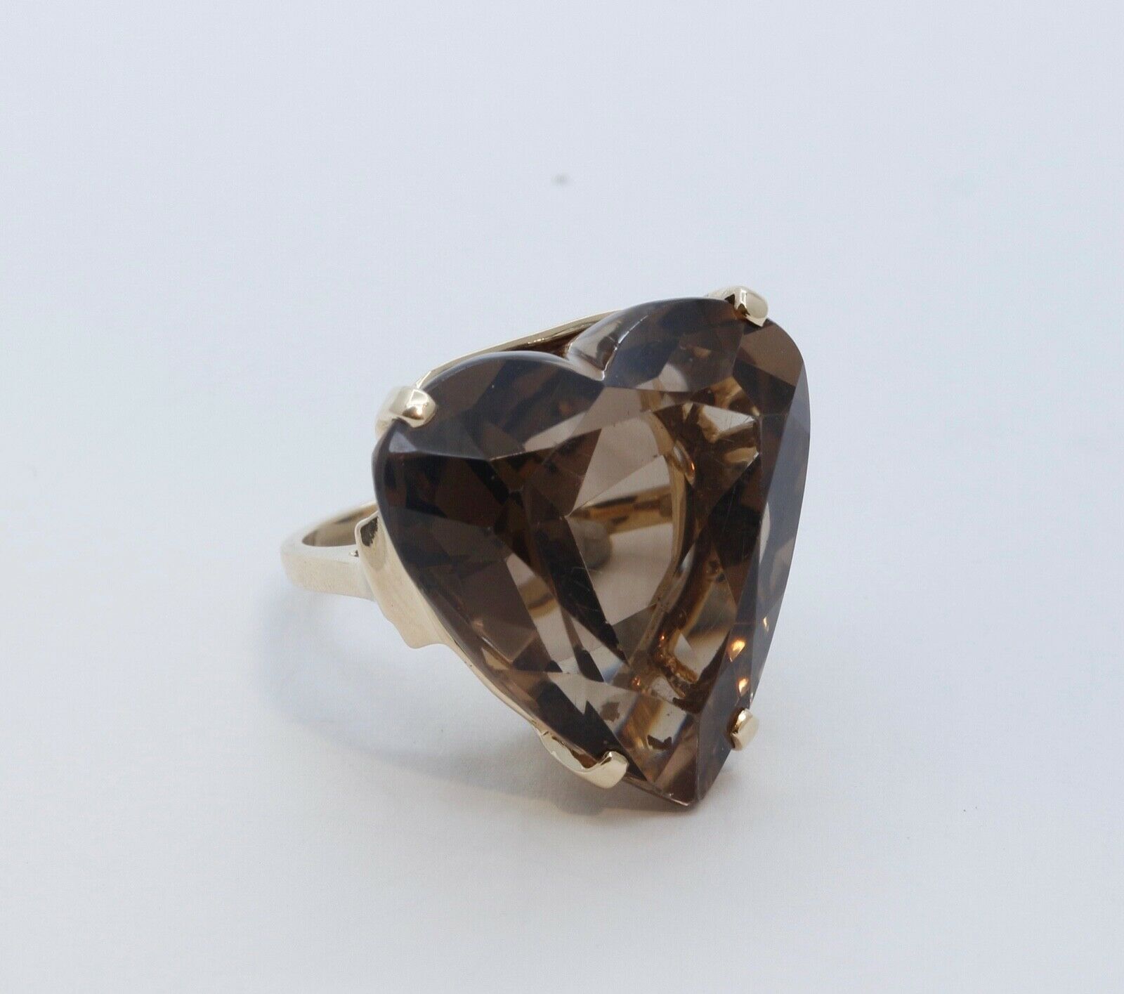 Vintage Heart Cut Smoky Topaz 14K Yellow Gold Ring