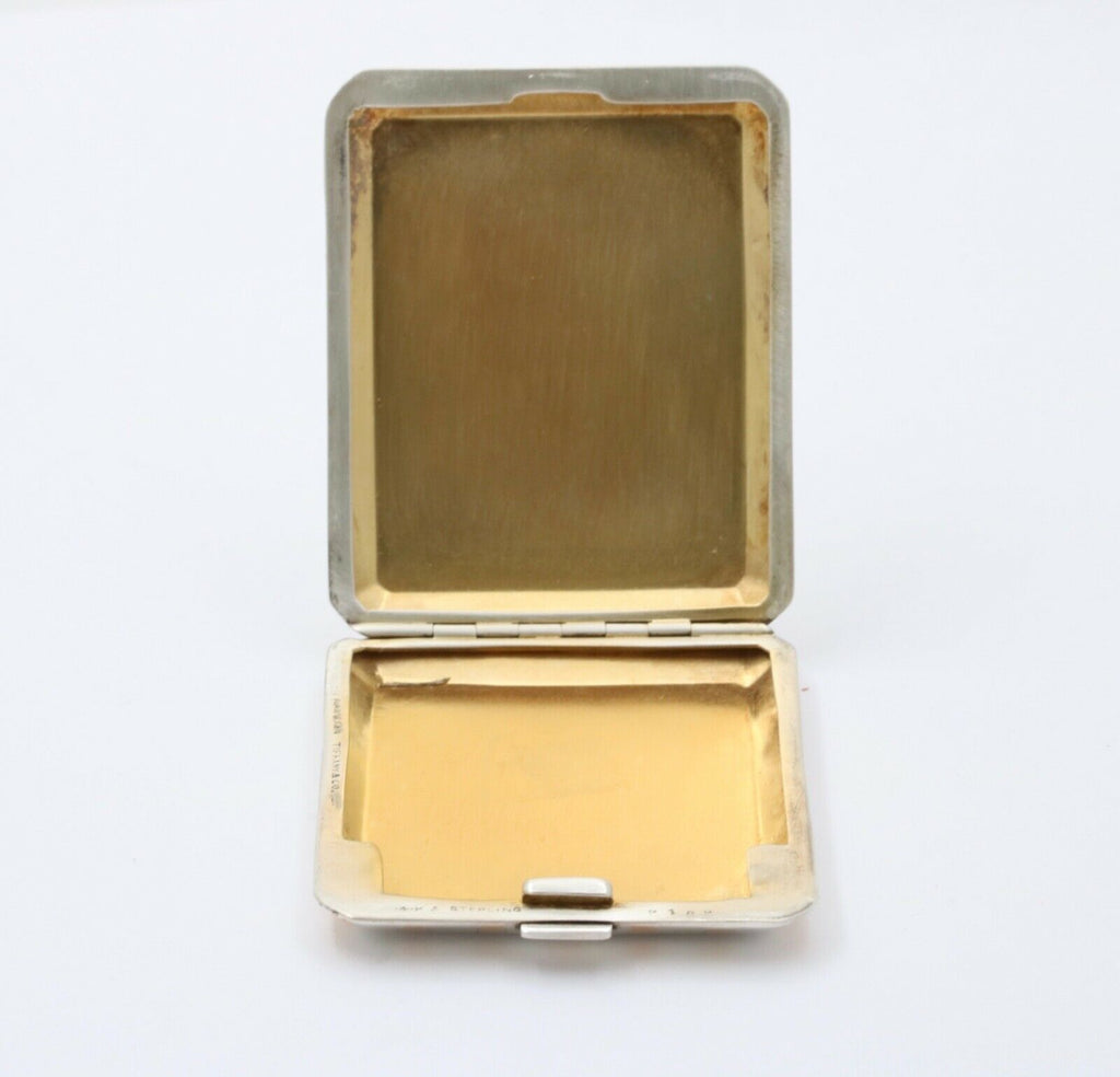 Vintage Tiffany & CO Sterling Silver & 14K Yellow Gold Powder Compact Case.