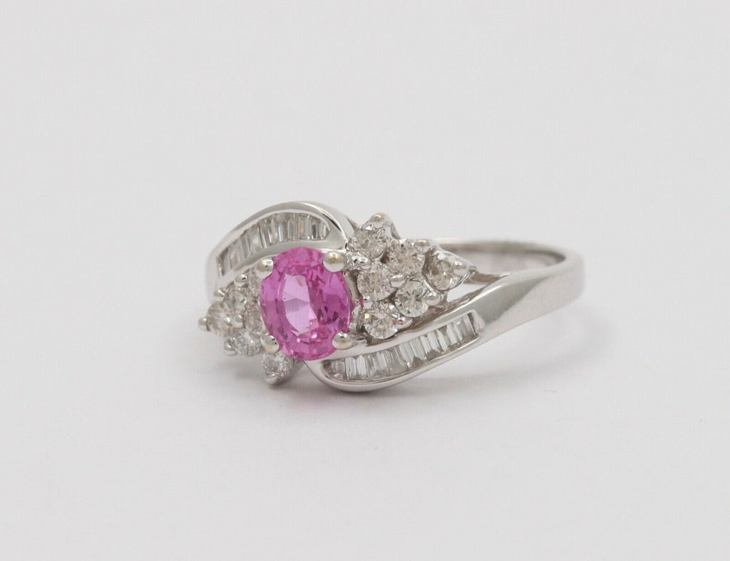 Vintage Pink Sapphire Diamonds Cocktail Ring