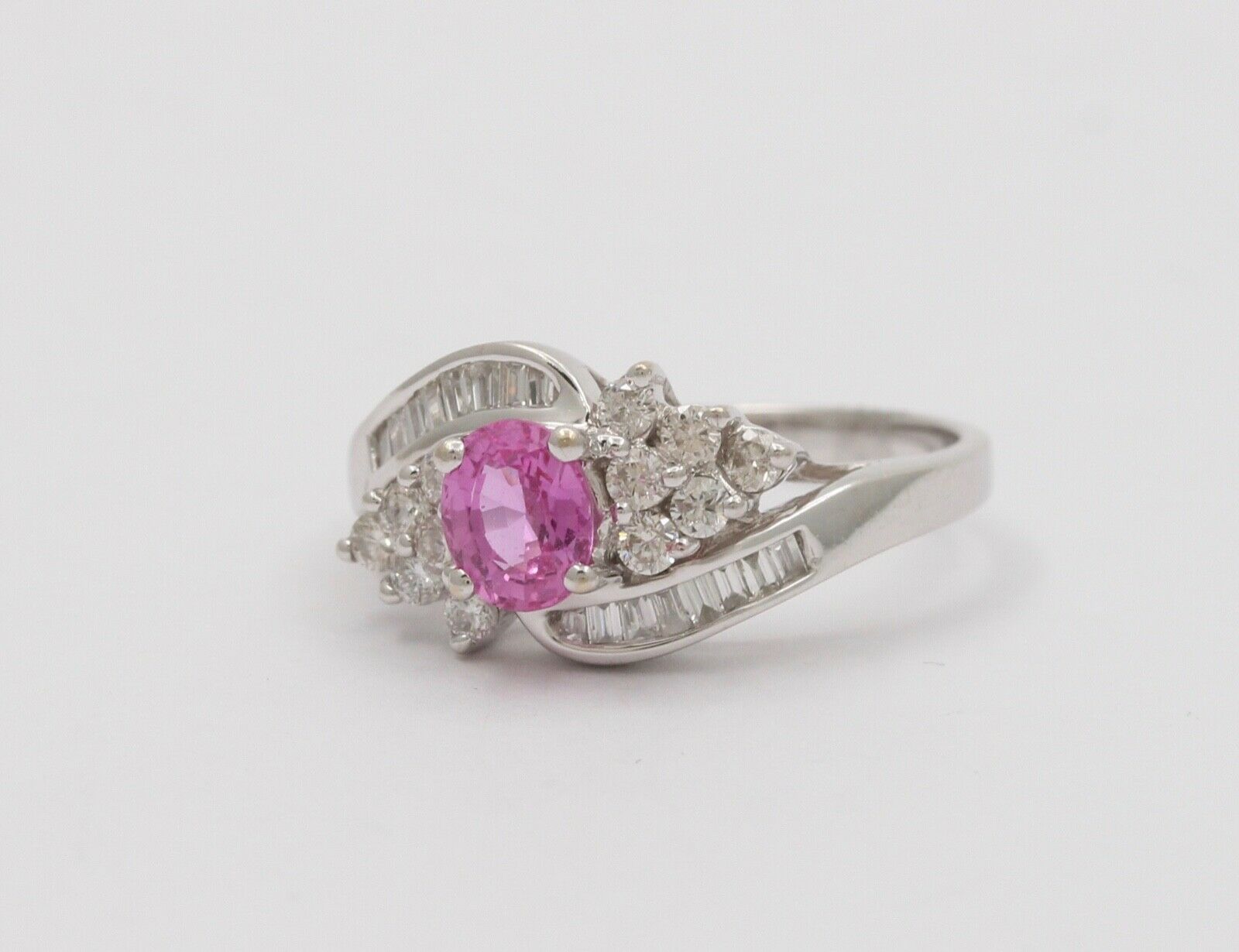 Vintage Pink Sapphire Diamonds Cocktail Ring