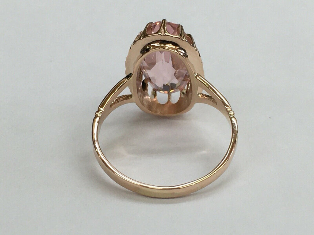 Mystical Vintage Ladies Pink Quartz 14K Rose Gold Ring