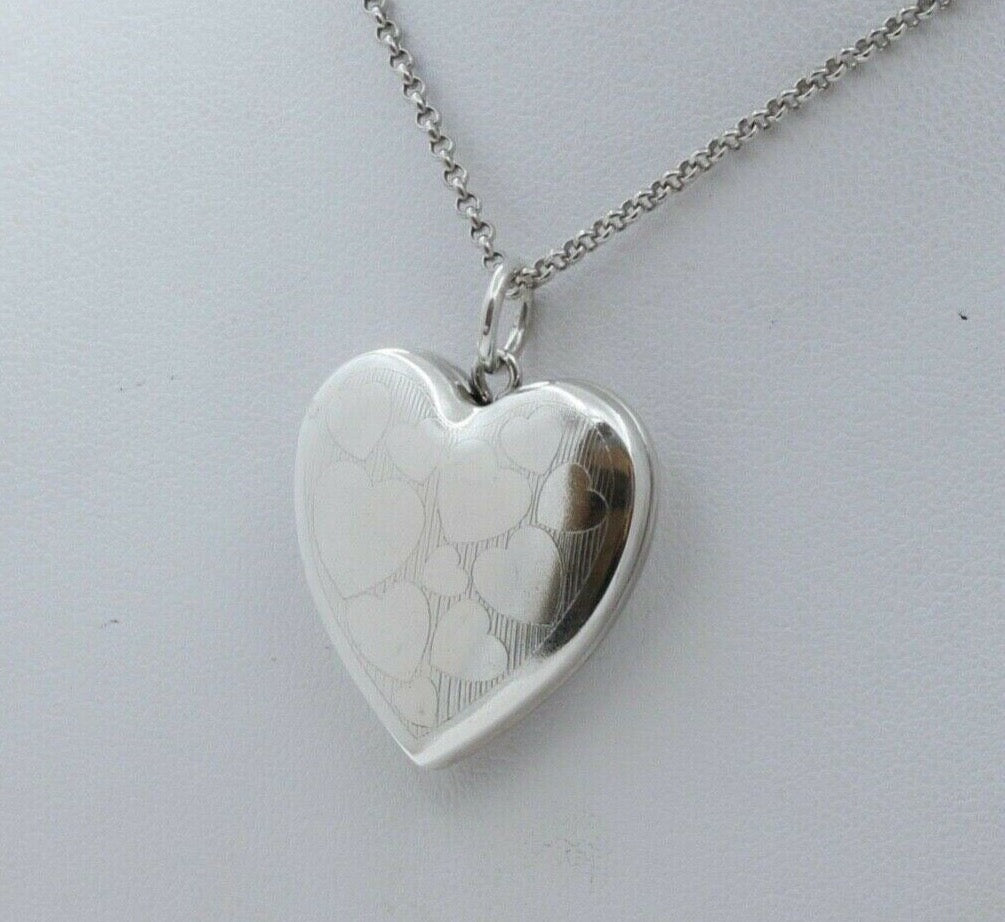 Vintage Heart Locket Pendant and Italian Sterling Silver Chain