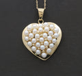 Vintage Heart 14K Yellow Gold Pearls Pendant