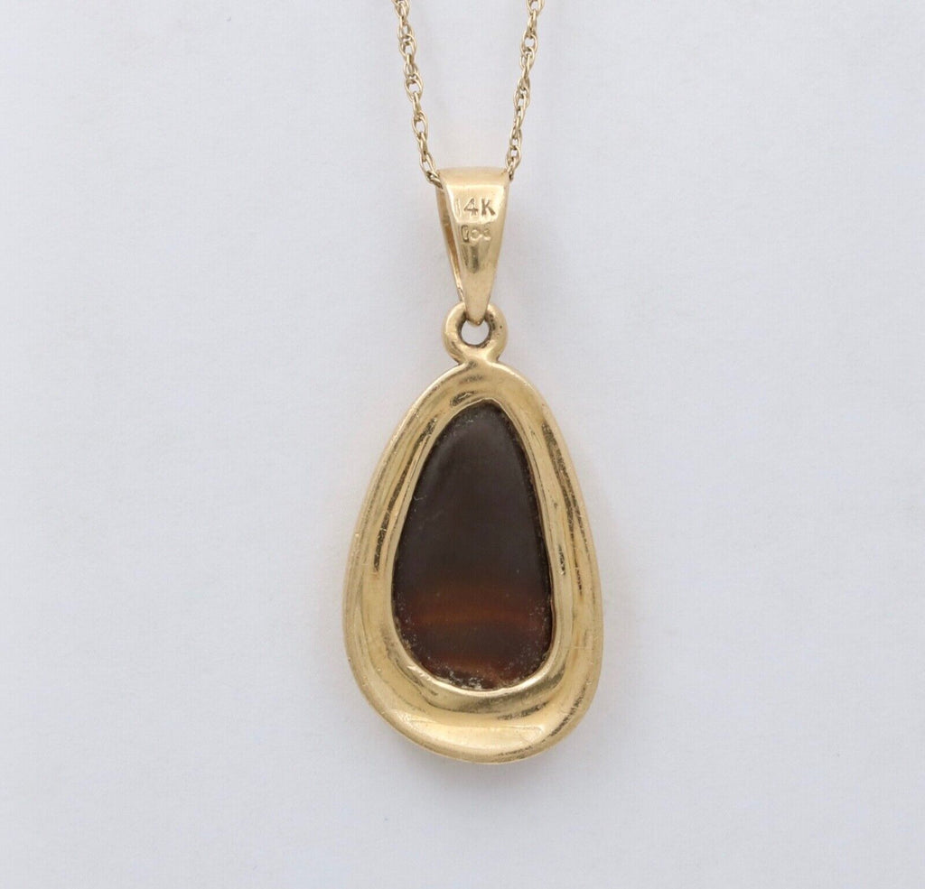Vintage Boulder Opal 14K Yellow Gold Pendant