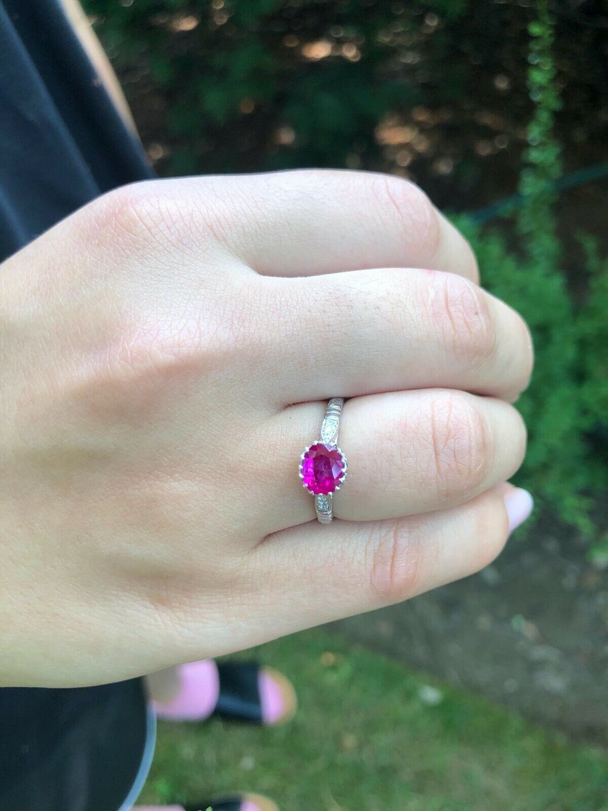 Beautiful Burmese Ruby Diamonds Ring