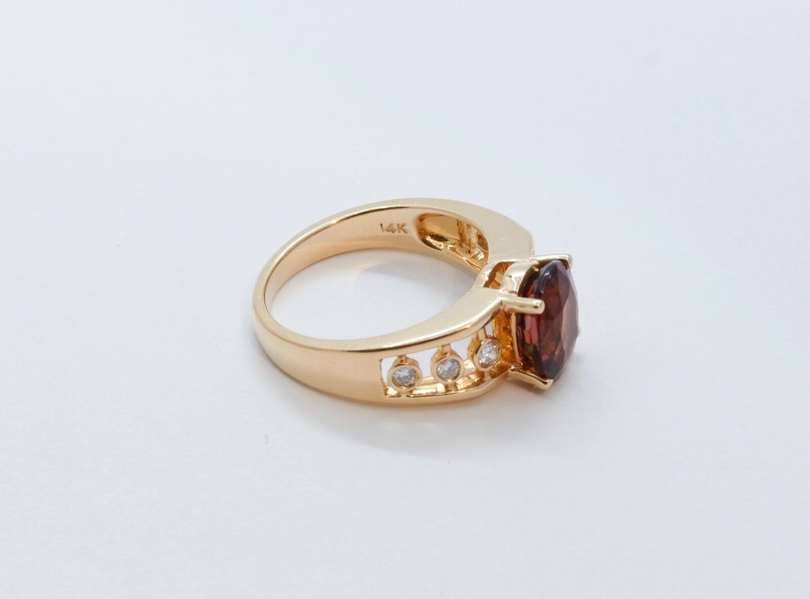 Vintage Pink Tourmaline Diamonds 14K Yellow Gold Ring