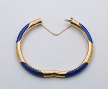 Load image into Gallery viewer, Vintage Lapis Lazuli 14K Yellow Gold Hinge Bracelet
