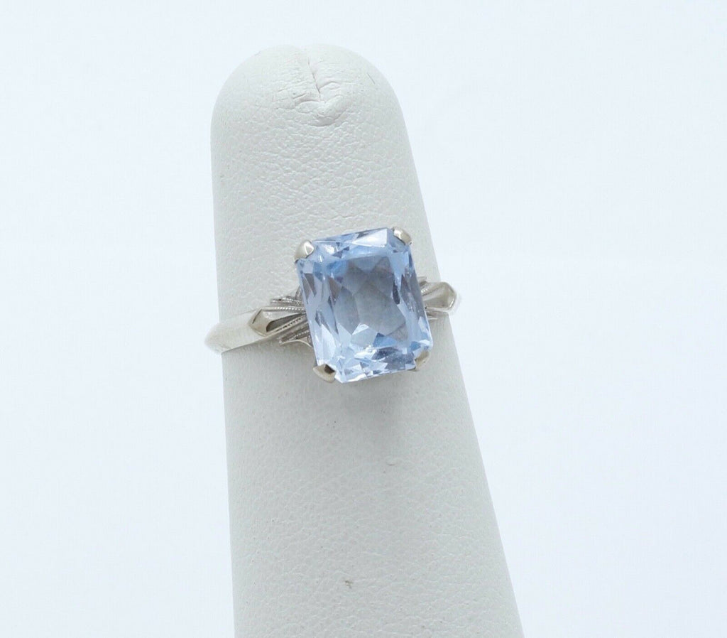 Art Deco Aquamarine 14K Yellow White Gold Cocktail Ring
