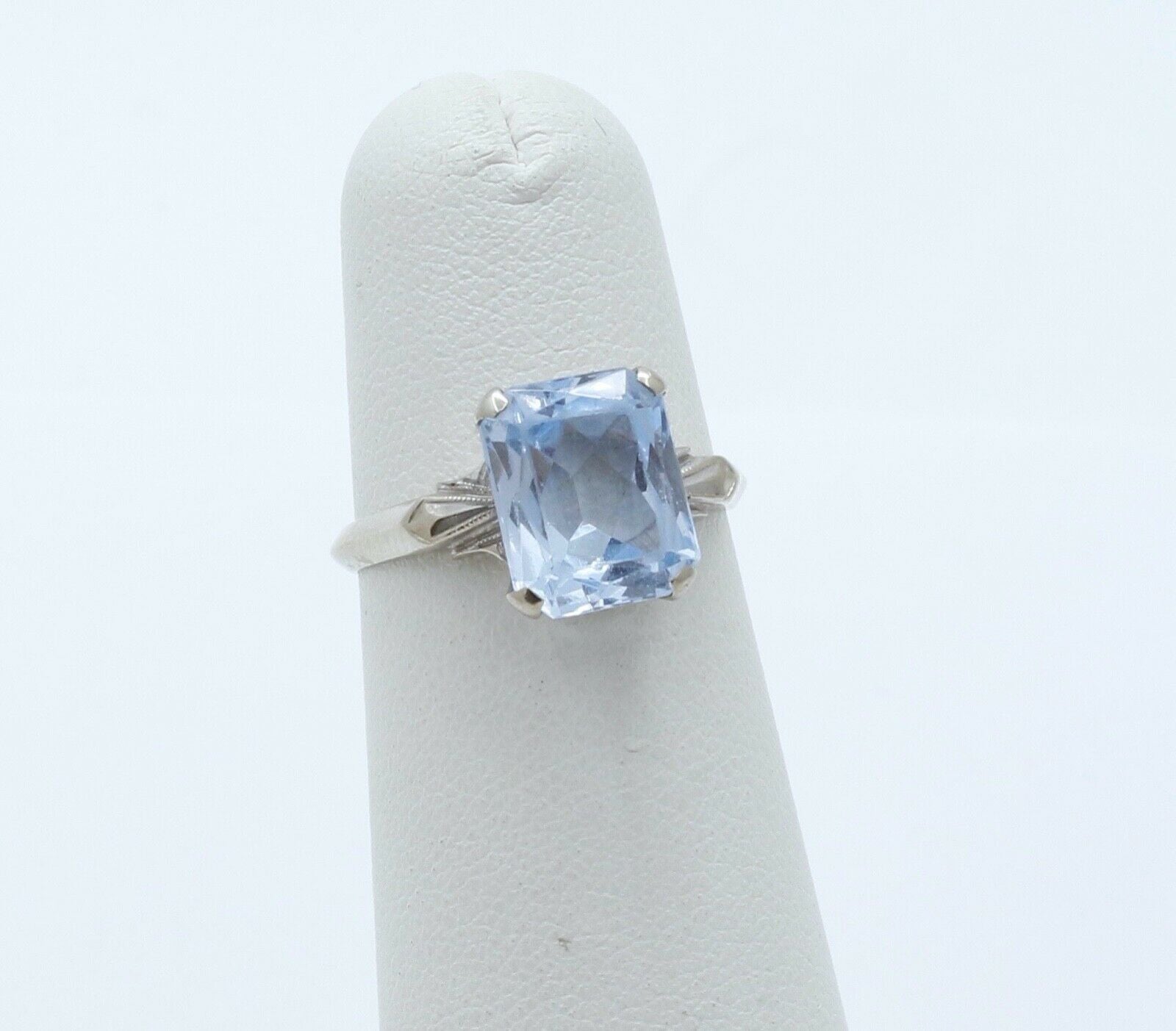 Art Deco Aquamarine 14K Yellow White Gold Cocktail Ring