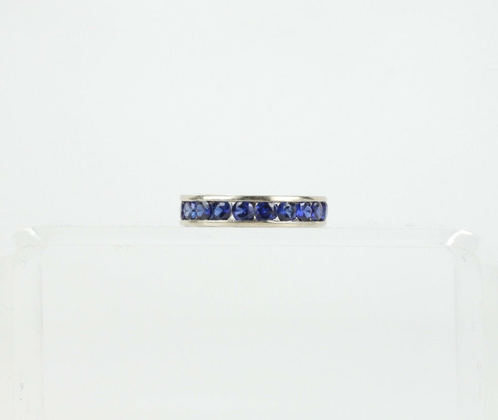 Beautiful Vintage Ladies Eternity Ring Blue Sapphires 14K White Gold