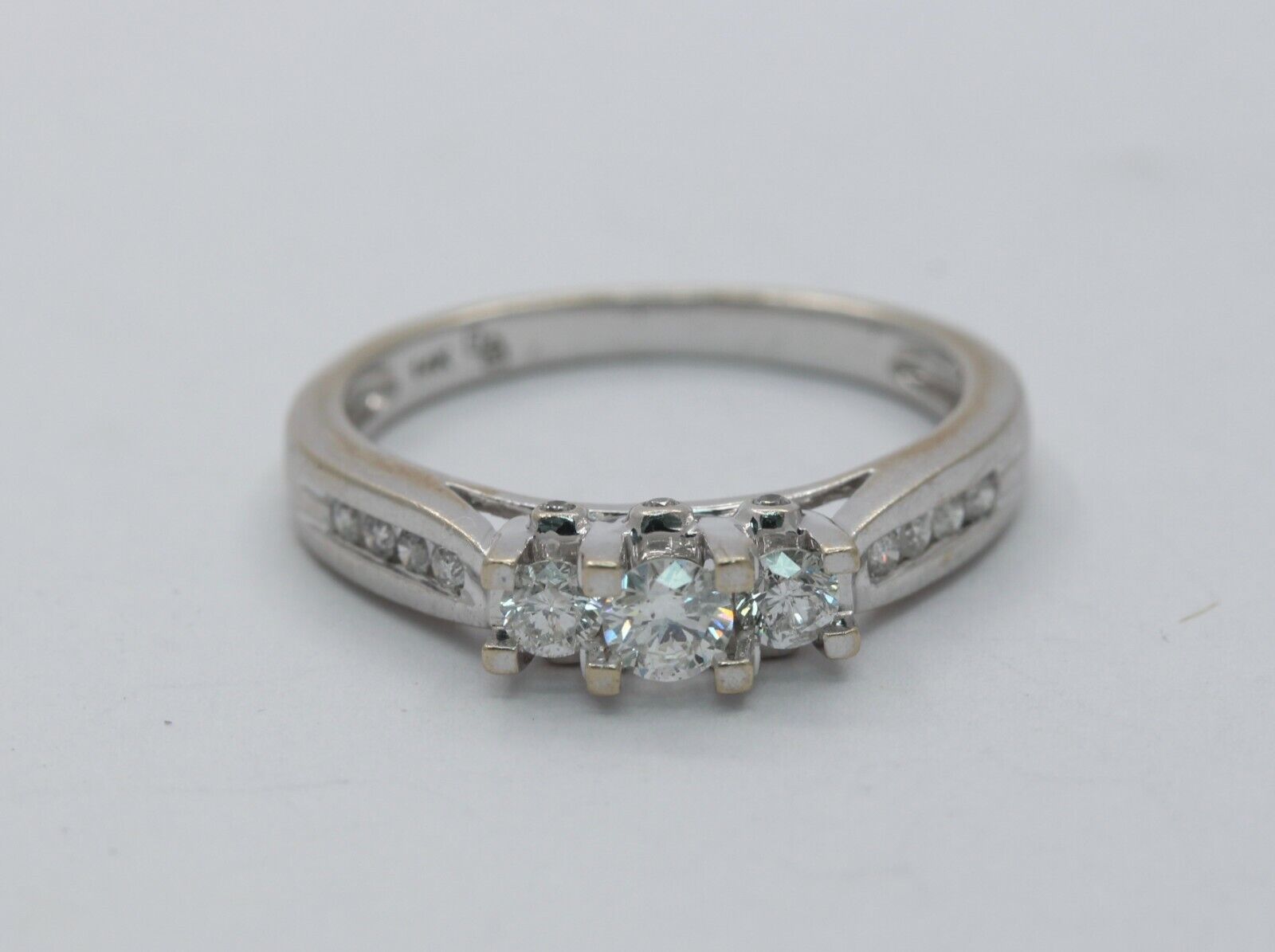 14K White Gold Three Diamond Engagement Ring