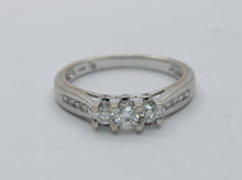 Load image into Gallery viewer, 14K White Gold Three Diamond Engagement Ring
