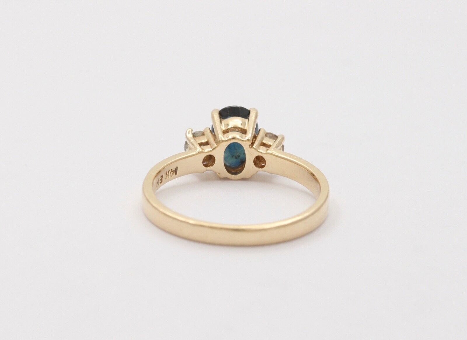 Vintage Blue Sapphire Diamonds 14K Yellow Gold Ring